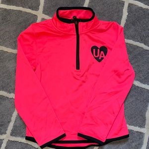 Under Armour 1/2 Zip Pullover Shirt Bright Pink and Black Size 6